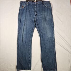 Wrangler FR PBR Regular Fit Jeans Mens 42x34 Blue Medium Wash Straight Denim